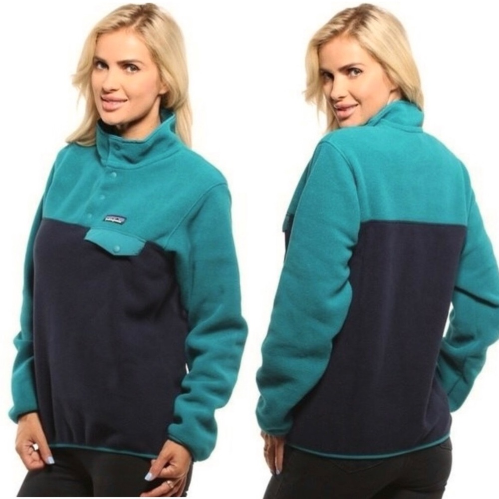 Patagonia Women’s Lightweight Synchilla Snap Pullover Fleece, Elwha Blue, Medium - Picture 2 of 14